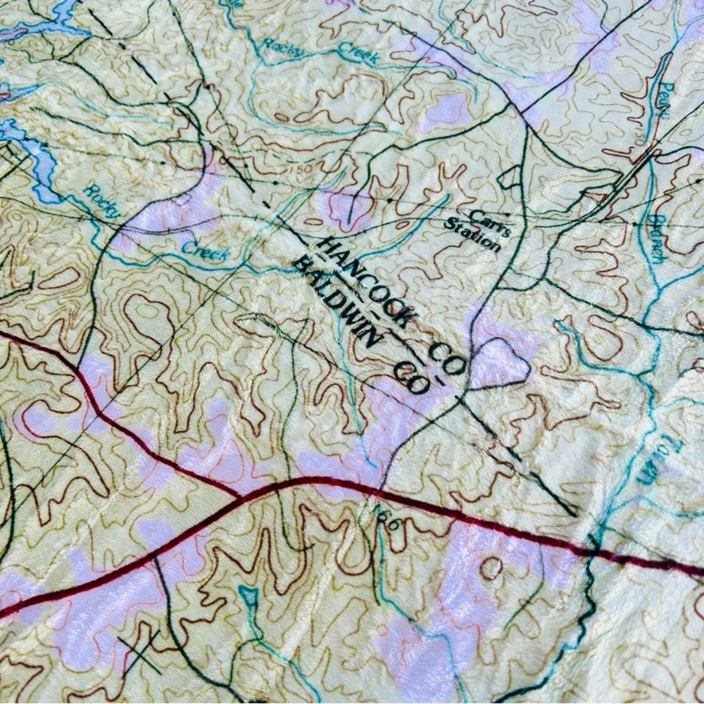 NEW without TAGS Plush Lake Sinclair, Georgia Topo Map Blanket